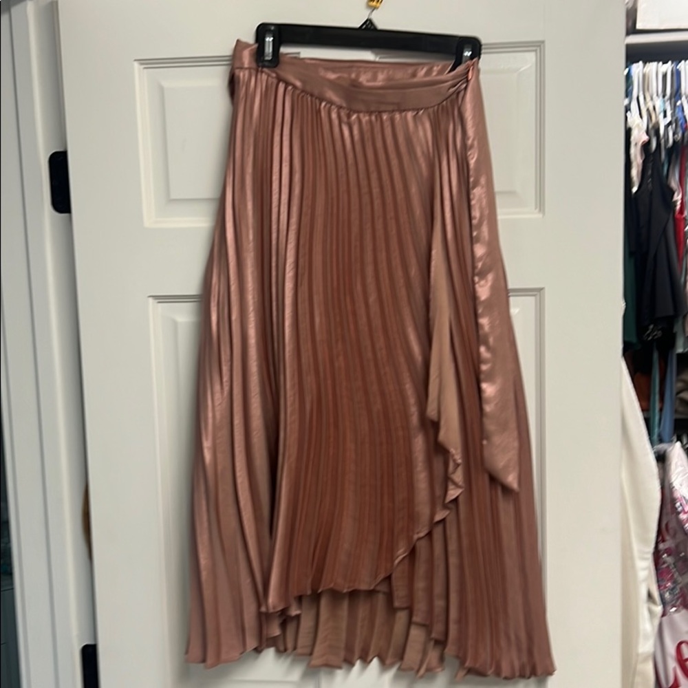 Maeve rose gold pleated skirt
